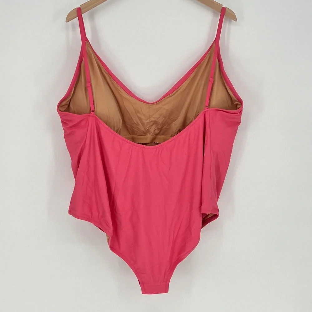 J. Crew Women's Scoopneck One Piece Swimsuit Size 24 Pink Full Coverage Low Back